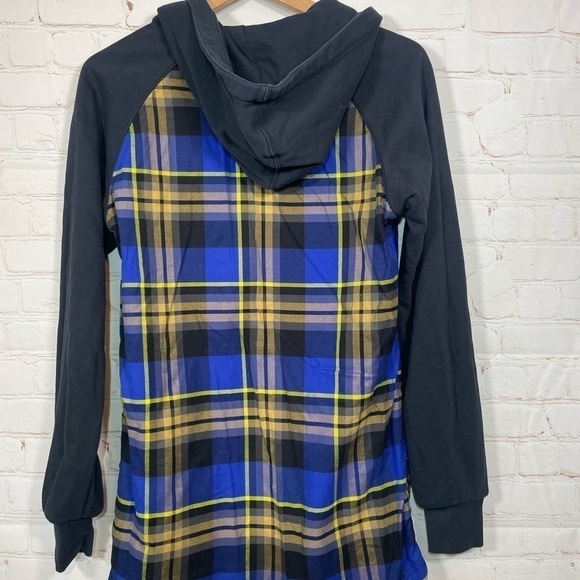 Nike Sportswear Hoodie Womens Medium Black Plaid 1/4 Zip Long Sleeve Pockets - Picture 9 of 14
